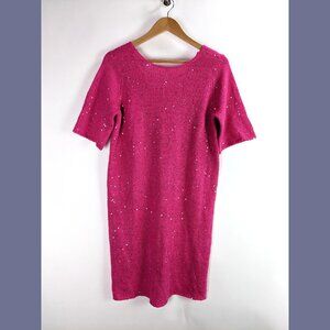 Vero Moda Womens Sparkling Knitted Sequin Mini Sweater Dress Pink/Silver